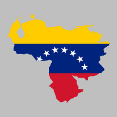 Venezuela flag inside the Venezuelan map borders vector illustration