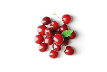 Fresh sweet ripe sweet cherry isolated on white background.