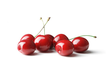 Fresh sweet ripe sweet cherry isolated on white background.