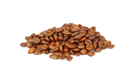 coffee beans isolated on white background. a roasted coffee