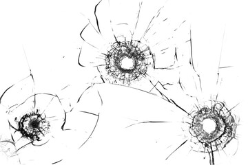 The texture of broken glass. Bullet hole