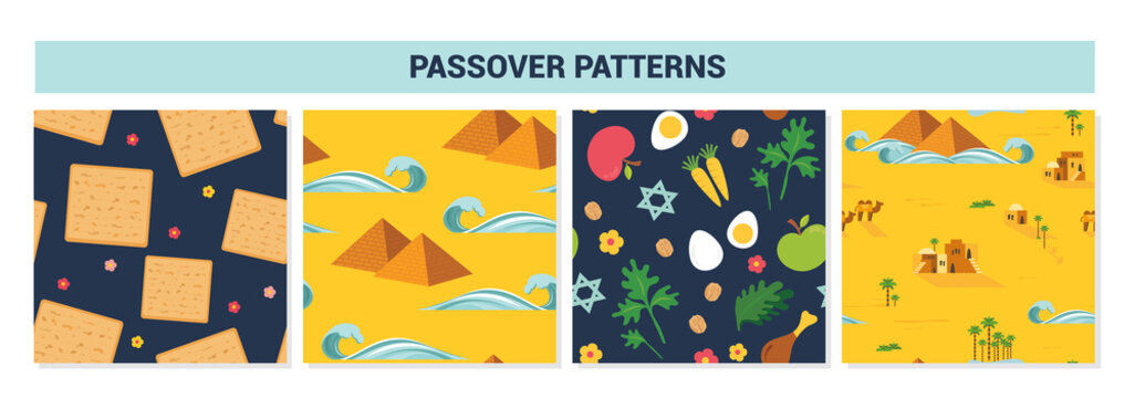 passover seamless pattern. Jewish holiday . Pesach patterns for templates, invitations and designs with egypt piramyds and flowers. Passover story and Egypt landscape . design vector illustration .