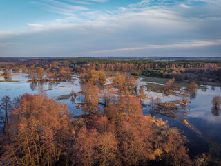 Floods and inundations during spring thaws from a small river.