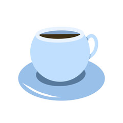 Blue saucer with a cup of coffee 