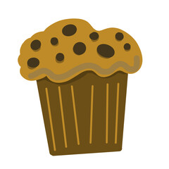 A ginger muffin with chocolate chips