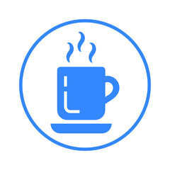 Drink, coffee, tea, mug icon. Blue vector sketch.65