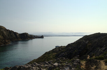 Coastal part of Cantabria in the north of Spain, Costa Quebrada, ie the Broken Coast, 
area around Playa de Somocuevas beach
