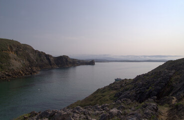 Coastal part of Cantabria in the north of Spain, Costa Quebrada, ie the Broken Coast, 
area around...