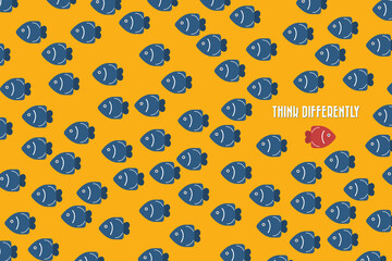 Think differently - Being different, standing out from the crowd -The graphic of fish also represents the concept of individuality , confidence, uniqueness, innovation, creativity. 