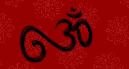 hindu religious symbol om with red background