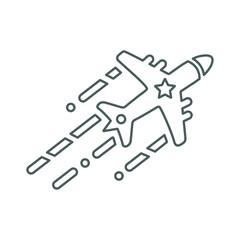 Flight, airplane outline icon. Line art sketch.65