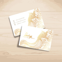 Elegant minimal modern business card design template mock up golden fish