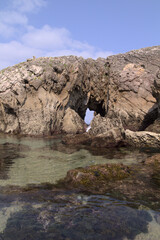 Coastal part of Cantabria in the north of Spain, Costa Quebrada, ie the Broken Coast, 
around Playa de Somocuevas cove beach in Liencres
