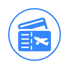Flight, ticket icon. Blue vector sketch.65