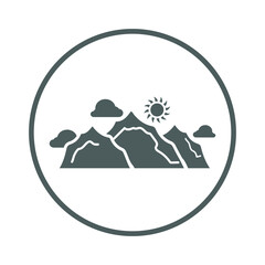 Mountain, scenery, nature icon. Gray vector sketch.65