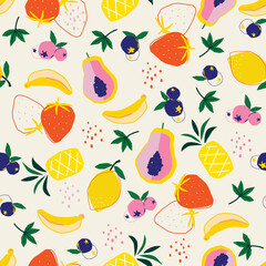 Trendy Summer fruit colourful and fun mood seamless pattern pattern vector EPS10 background Design for fashion , fabric, textile, wallpaper, cover, web , wrapping