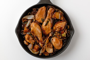 steamed chicken on a white background