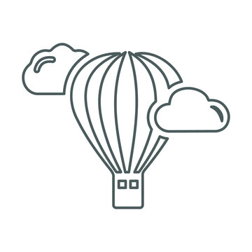 Hot, air, balloon outline icon. Line art sketch.65