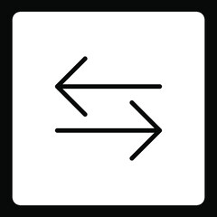 Transfer arrows icon. Data transfer vector icon. Arrow to left and right symbol for your web site design, logo. Vector illustration in square on black background