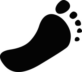 Vector illustration of the black color silhouette of the footprint of a human foot