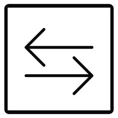 Transfer arrows icon. Data transfer vector icon. Arrow to left and right symbol for your web site design, logo. Vector illustration in square on white background