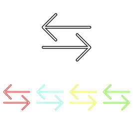 Transfer arrows icon. Data transfer vector icon. Set elements in colored icons. Arrow to left and right symbol for your web site design, logo. Vector illustration on white background