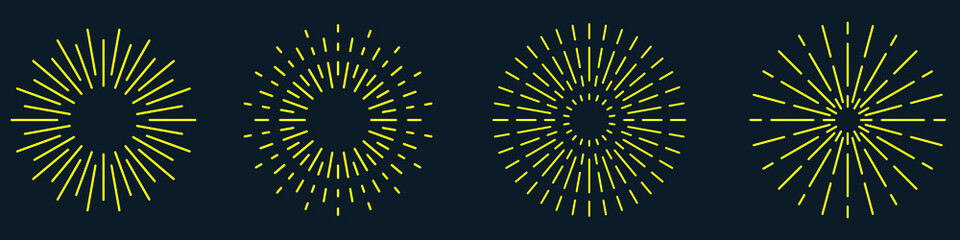 Sunburst set. Big collection sunburst best quality.  Web banner. Vector Illustration.