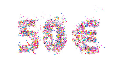 50 Euro € colorful confetti sign