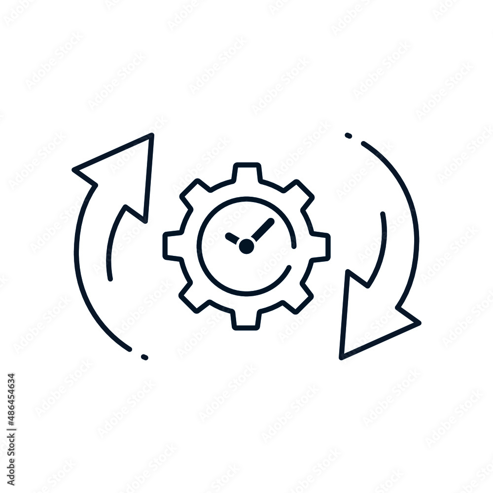 Poster the idea of ​​the development process, setting the time, working hours, daily routine. vector icon i