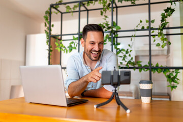 Man teaching an online class