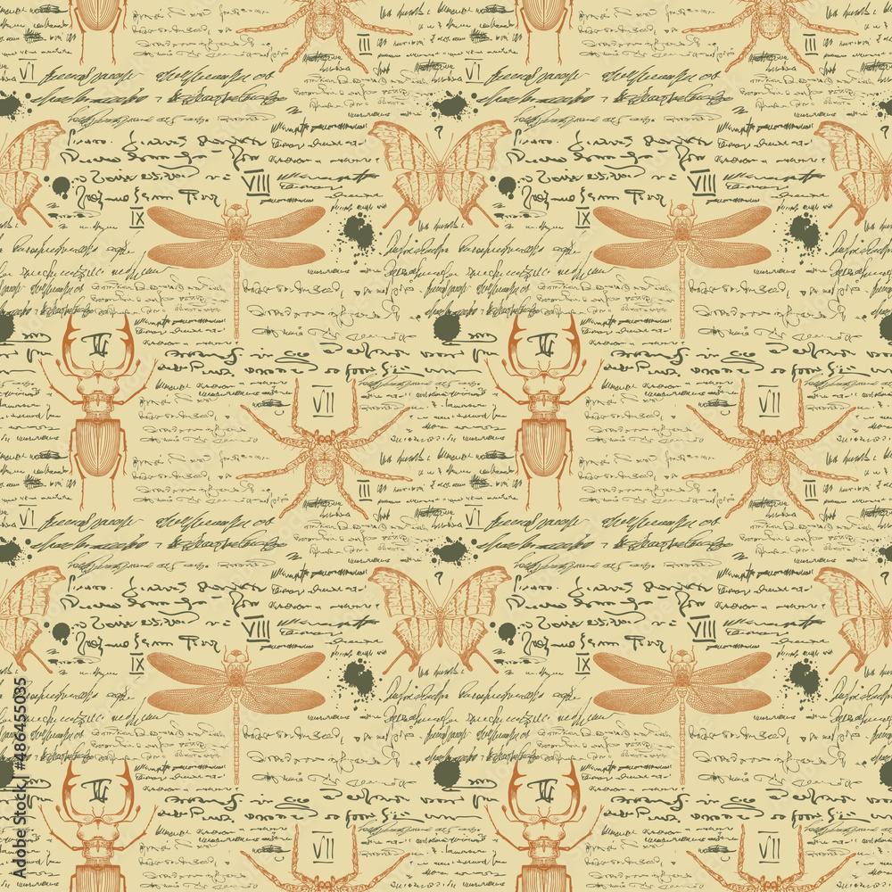 Poster vector image of a seamless textured background for printing on fabric and paper in the style of note