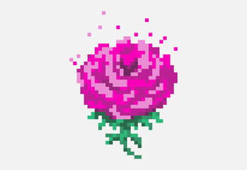 Illustration of a rose blossom in pixel art style