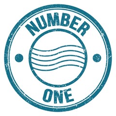 NUMBER ONE text on blue round postal stamp sign