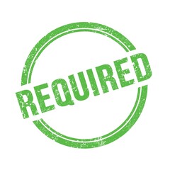 REQUIRED text written on green grungy round stamp.