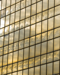 Amazing sunset on glass building