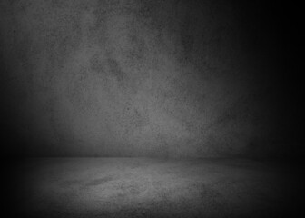 Urban concrete wall background. Dark studio texture for product display or mock up