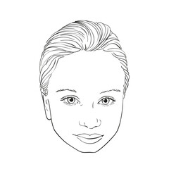 Vector sketch of little girl head isolated, Hand drawn illustration