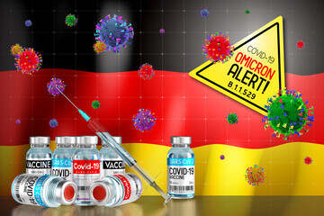 Covid-19 Omicron B.1.1.529 variant alert, vaccination programme in Germany - 3D illustration