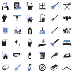 Maid Service Icons. Two Tone Flat Design. Vector Illustration.