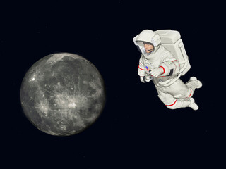 Fototapeta na wymiar Mond und Astronaut