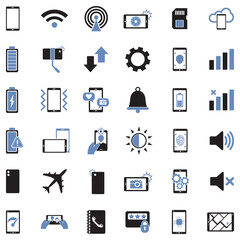 Mobile Phone Icons. Two Tone Flat Design. Vector Illustration.