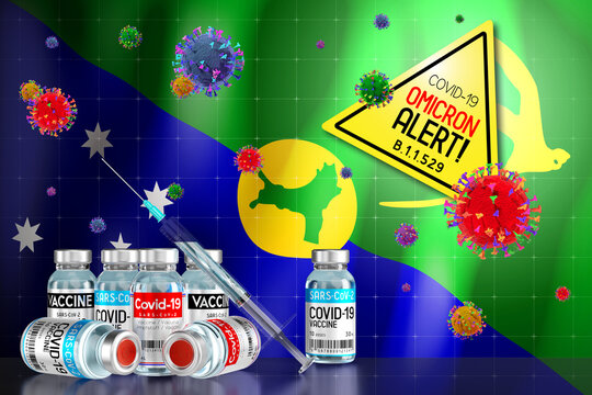 Covid-19 Omicron B.1.1.529 variant alert, vaccination programme in Christmas Island - 3D illustration