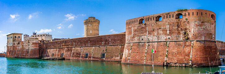 The Old Fortress, medieval fortress by the Mediteraneean sea in the port of Livorno, Tuscany, Italy