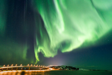 Fototapeta na wymiar Aurora borealis, northern light in Tromsø, Norway