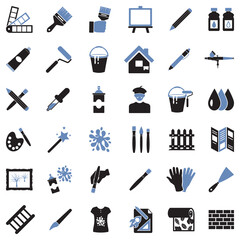 Obraz premium Painting Icons. Two Tone Flat Design. Vector Illustration.