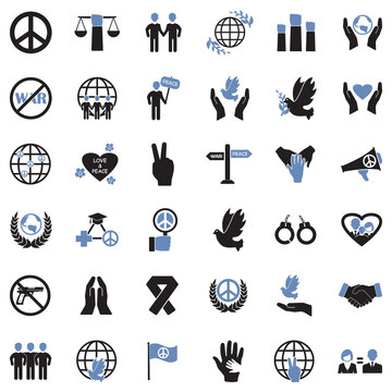 Peace Icons. Two Tone Flat Design. Vector Illustration.