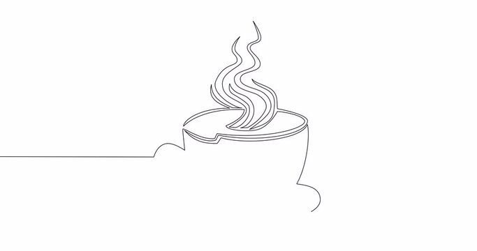 Self drawing line animation cup of coffee continuous line concept