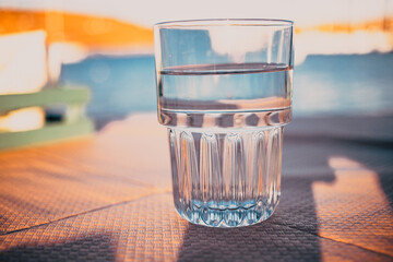 fresh clean glass of water on sunny day