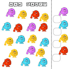 Counting Game for Preschool Children.  Count how many monsters
