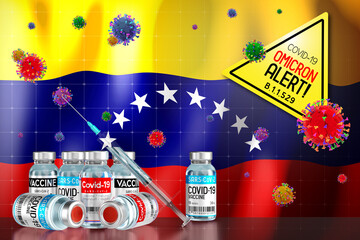 Covid-19 Omicron B.1.1.529 variant alert, vaccination programme in Venezuela - 3D illustration